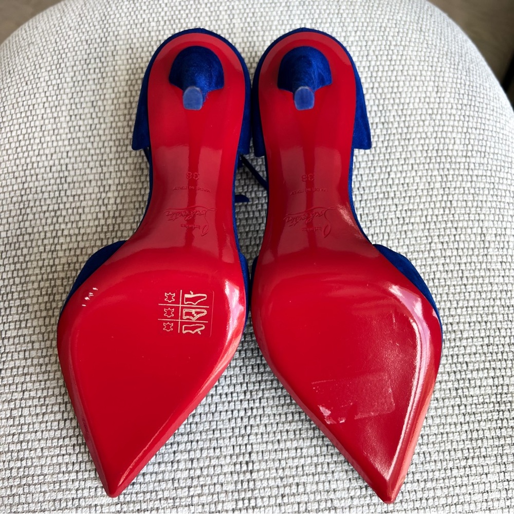 Christian Louboutin Astrida Bride 100 Suede Pump in Blue Suede - Picture 6 of 7
